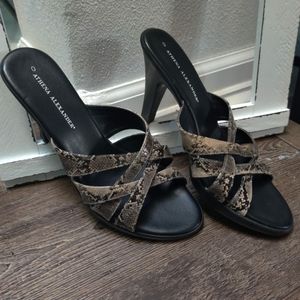 Athena Alexander snake print heels